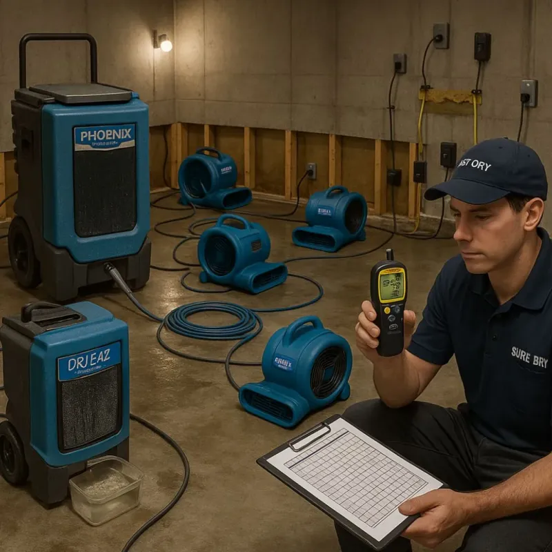 Structural Drying and Dehumidification process in Bruceton, TN